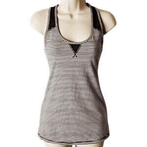 *50off3* Lole Mesh Racerback Tank Top Activewear S Black Grey Stripe